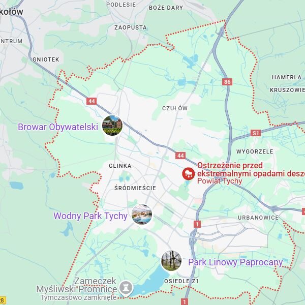 Mapa Tychy